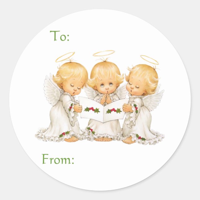 Sticker Rond Sweet Angels Cadeau de Noël (Devant)