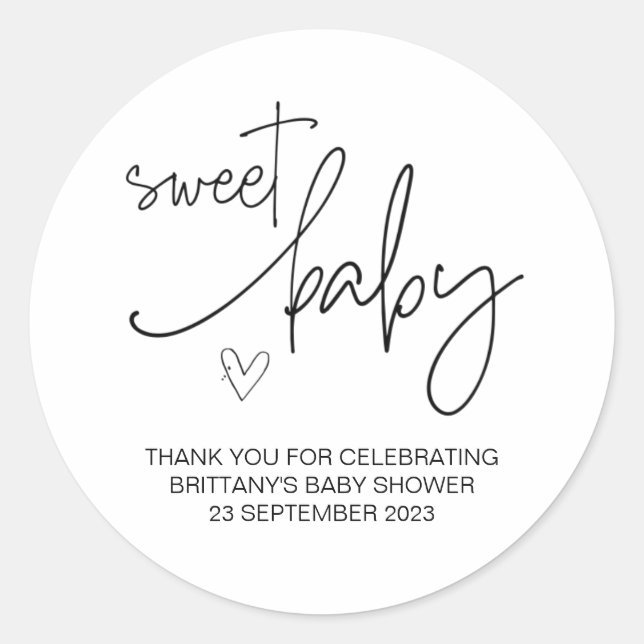 Sticker Rond Sweet Baby Boy Girl mignonne Baby shower Party Fav (Devant)