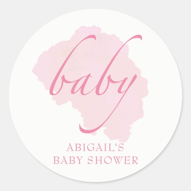 Sticker Rond Sweet Baby Pink, Baby shower (Devant)