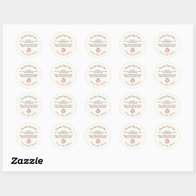 Sticker Rond Sweet Cake Bakery Chocolate Cookie Ingridients (Feuille)