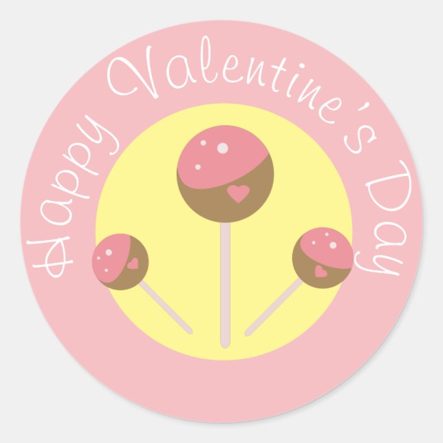 Sticker Rond Sweet Cake Pop Valentines Rose Classic Round St (Devant)