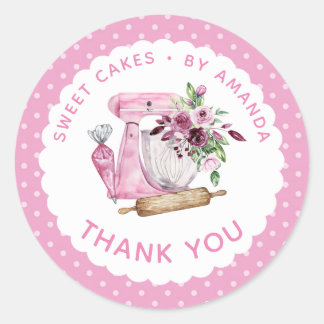 Sticker Rond Sweet Cakes Pink Thank you