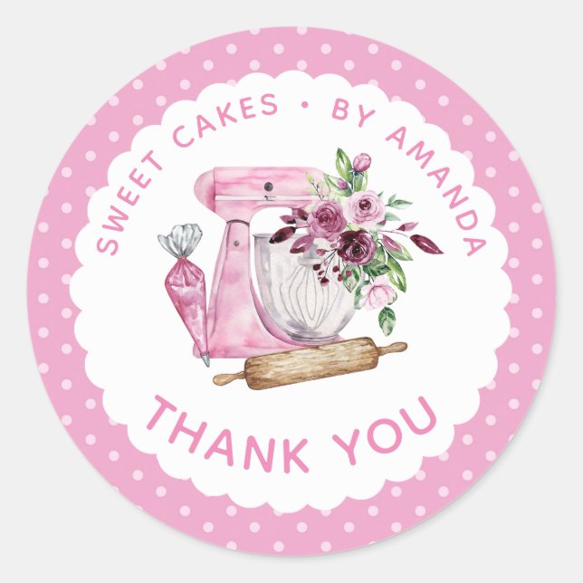 Sticker Rond Sweet Cakes Pink Thank you (Devant)