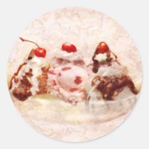 Sticker Rond Sweet - Crème glacée - Fractionnement de banane