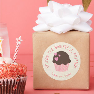 Sticker Rond Sweet Cupcake Kids Classe Saint Valentin