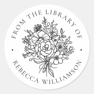 Sticker Rond Sweet Floral Modern de la bibliothèque de plaques
