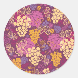 Sticker Rond Sweet grape vines pattern