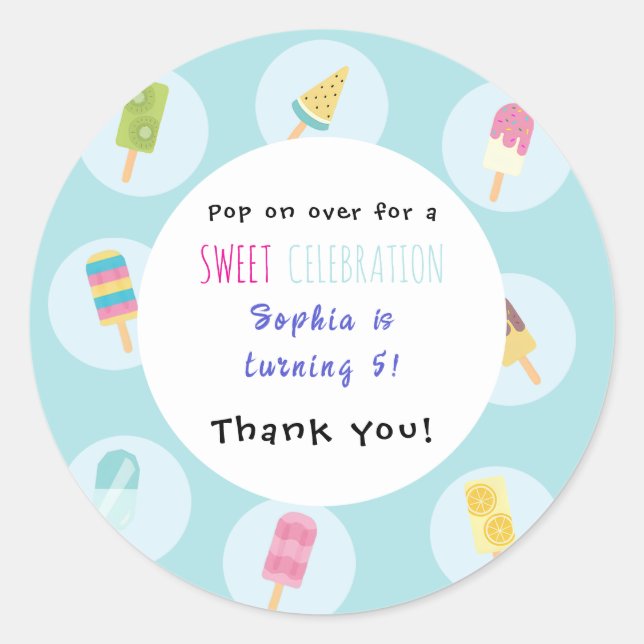 Sticker Rond Sweet Ice Cream Birthday (Devant)