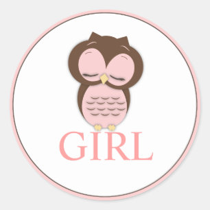 Sticker Rond Sweet Little Girl Owl Equipe de Révélation de genr