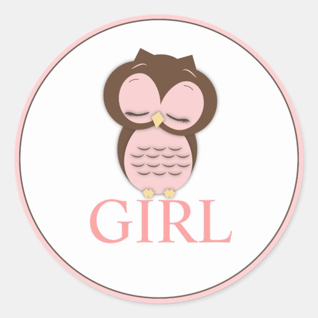Sticker Rond Sweet Little Girl Owl Equipe de Révélation de genr (Devant)