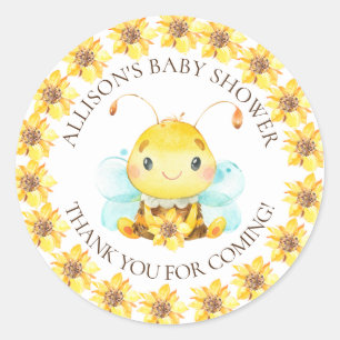 Sticker Rond Sweet Little Honey Bee Baby Douche Merci Clas