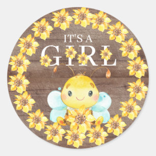 Sticker Rond Sweet Little Honey Bee It'a Girl Favor Classic R