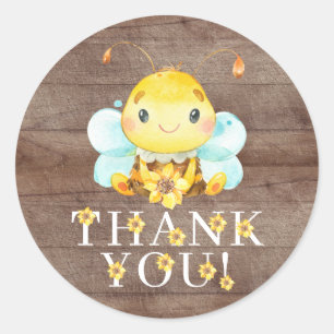 Sticker Rond Sweet Little Honey Bee Merci Favor Classic Ro