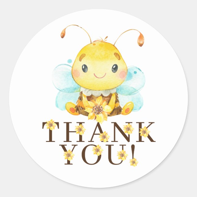 Sticker Rond Sweet Little Honey Bee Merci Favoriser (Devant)