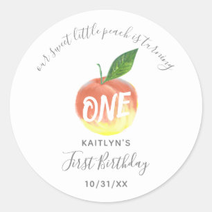 Sticker Rond Sweet Little Peach 1er anniversaire