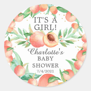 Sticker Rond Sweet Little Peach C'est une fille