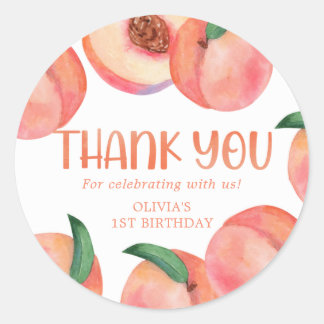 Sticker Rond Sweet Little Peach Merci d'anniversaire