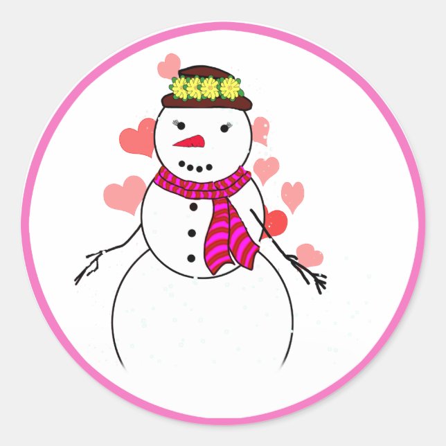 Sticker Rond Sweet Little Snow Girl (Devant)