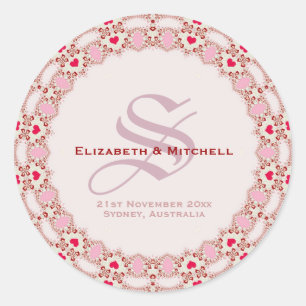 Sticker Rond Sweet Love Hearts Dentelle Mariage Keepsaké