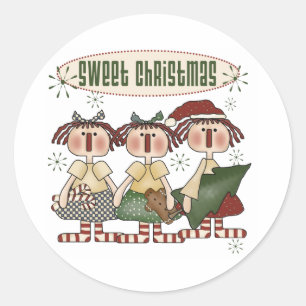 Sticker Rond Sweet Noël Rag Dolls Holiday