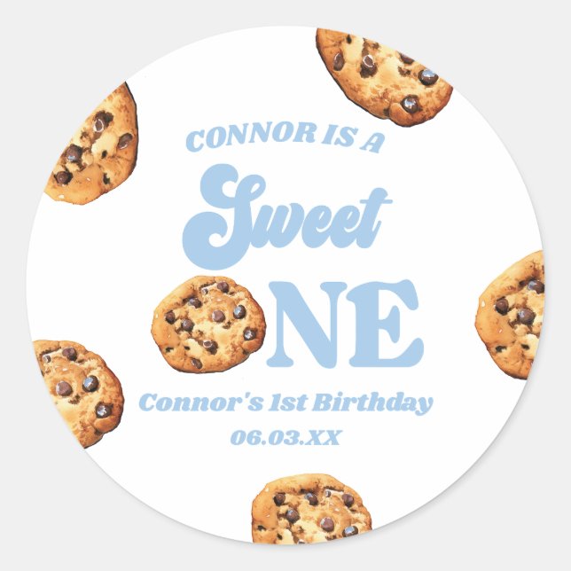 Sticker Rond Sweet One Cookies et Lait 1er anniversaire fête (Devant)