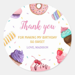 Sticker Rond Sweet One Girl 1er anniversaire