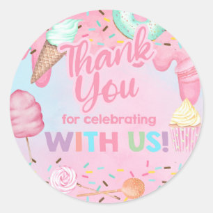 Sticker Rond Sweet One girl anniversaire merci cercle autocolla