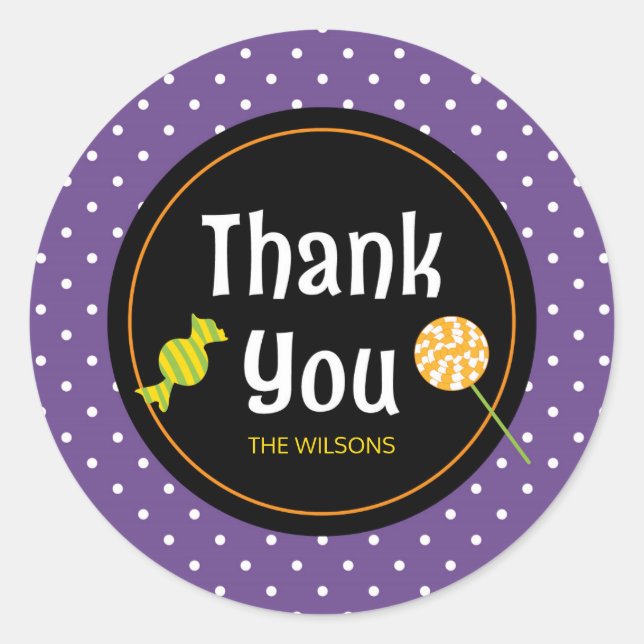 Sticker Rond Sweet ou Treat Halloween Merci (Devant)