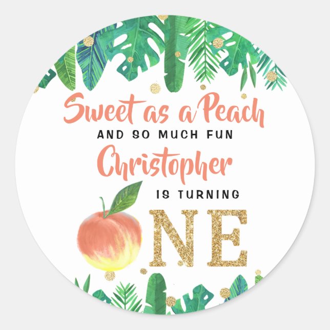 Sticker Rond Sweet Peach Boys 1er anniversaire (Devant)