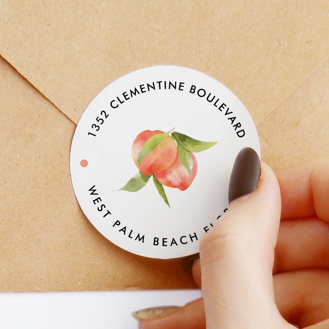 Sticker Rond Sweet Peach Theme Adresse de retour (Créateur téléchargé)