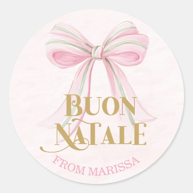 Sticker Rond Sweet Pink & Green Italian Coquette Bow (Devant)