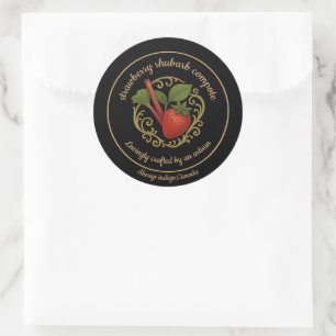 Sticker Rond Sweet Rhubarb & Strawberry – Natural Artisan Label