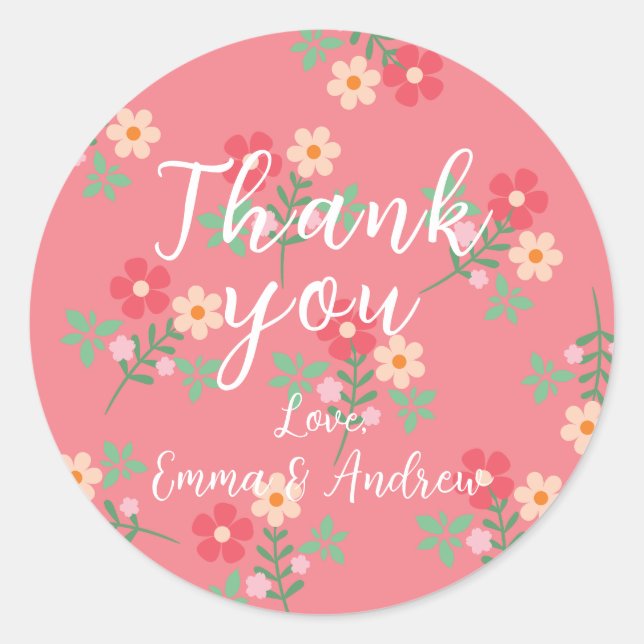 Sticker Rond Sweet Rose Daisy Bouquet Motif rétro (Devant)