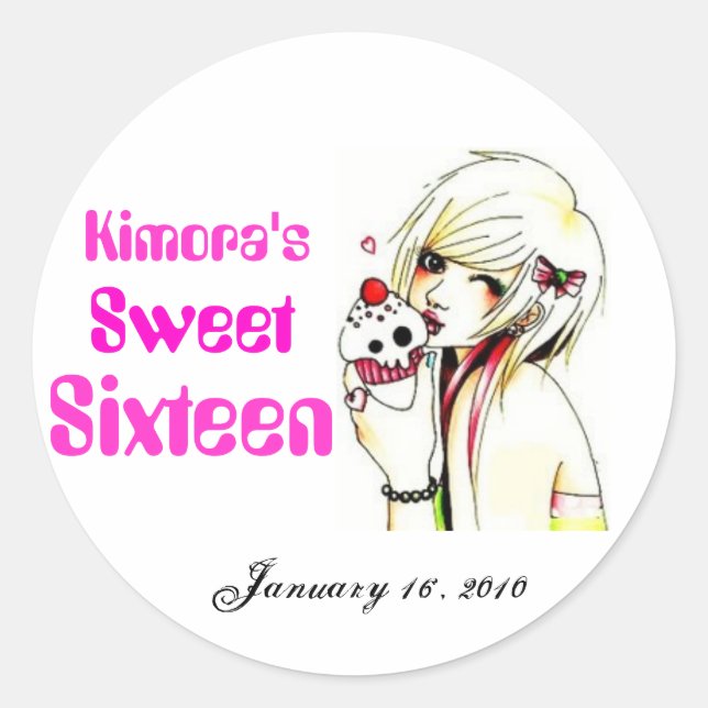 Sticker Rond Sweet sixteen (Devant)