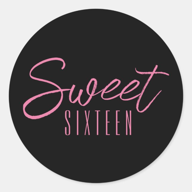 Sticker Rond Sweet sixteen 16ème anniversaire (Devant)