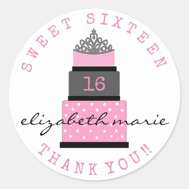 Sticker Rond Sweet sixteen Anniversaire de la préférence des in (Devant)