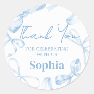 Sticker Rond Sweet sixteen Bleu Bow