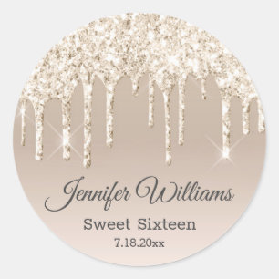 Sticker Rond sweet sixteen champagne parties scintillant à gout