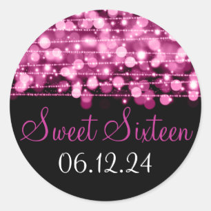 Sticker Rond Sweet sixteen Favor Fête Parkings Rose
