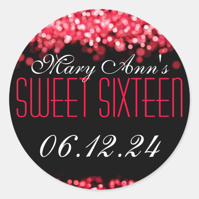 Sticker Rond Sweet sixteen Feux rouge (Devant)