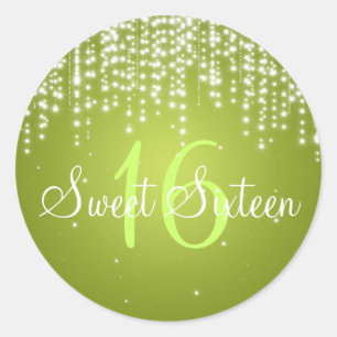 Sticker Rond Sweet sixteen Night Dazzle Lime