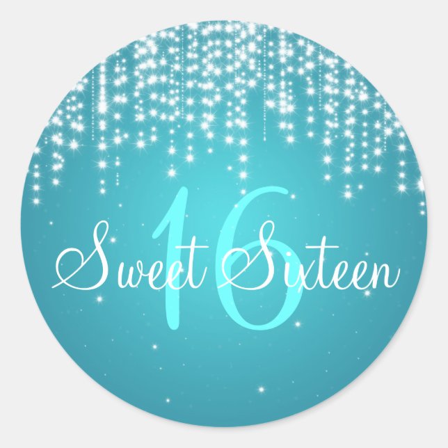 Sticker Rond Sweet sixteen nuit éblouissant bleu (Devant)