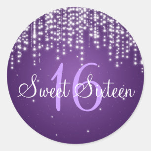 Sticker Rond Sweet sixteen Nuit Éblouissant Violet