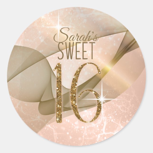 Sticker Rond Sweet sixteen Rose à persil Gold ID652 (Devant)