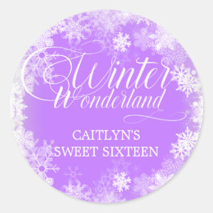 Sticker Rond Sweet sixteen Winter Wonderland Snowflake Favorise