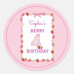 Sticker Rond Sweet Strawberry 4e invitation anniversaire