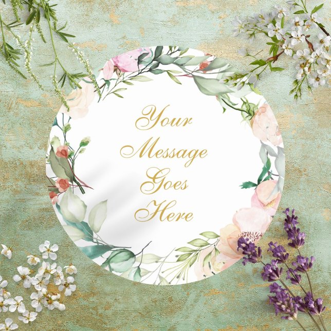 Sticker Rond Sweet Summer Rose Garland (Sweet Summer Roses Garland Classic Round Sticker)
