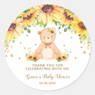 Sticker Rond Sweet Teddy Ours Tournesol Merci Parties scintilla