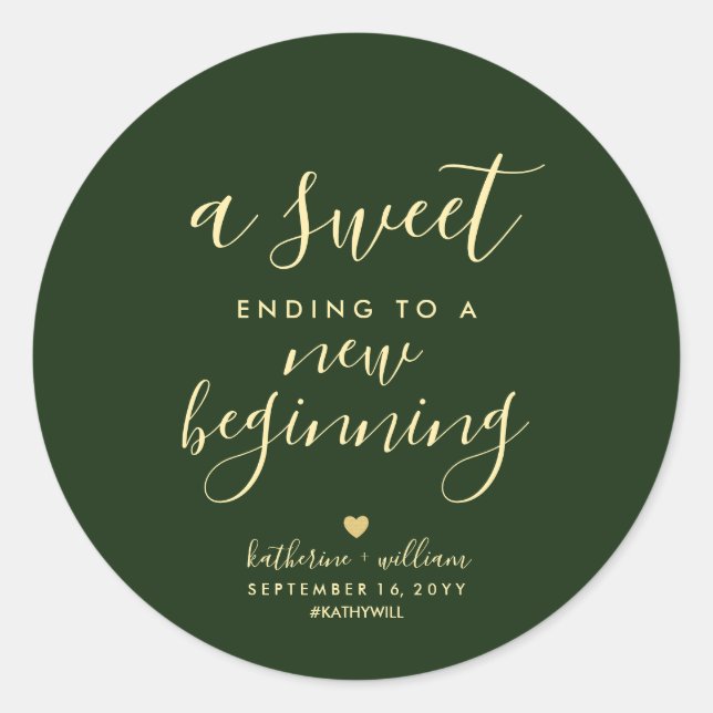 Sticker Rond Sweet Terminant À Un Nouveau Début Mariage Faveur  (Devant)