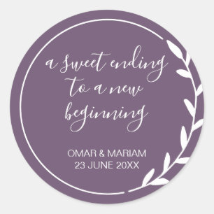 Sticker Rond Sweet Terminer le nouveau début violet violet viol